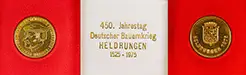 Münze 450. Jahrestag Deutscher Bauernkrieg Heldrungen 1525 - 1975 (D: 4 cm)